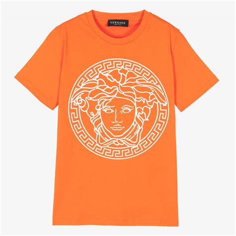 versace collection orange t shirt|Versace collection t shirt medusa.